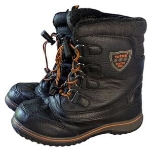 Totes Black and Orange Snow Boots 12 Kids Youth